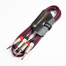 Load image into Gallery viewer, 2 x 6.35mm 1/4' Stereo TRS Jack Balanced Twin Lead / Signal Audio Patch Cable - 3 Colours