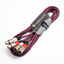 Load image into Gallery viewer, 2 x Male XLR to 2 x Female XLR Balanced Microphone Twin Lead / Audio Patch Cable - 3 Colours