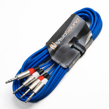 Load image into Gallery viewer, 2 x 6.35mm 1/4' Stereo TRS Jack Balanced Twin Lead / Signal Audio Patch Cable - 3 Colours