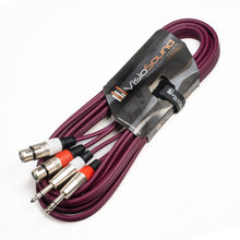 Load image into Gallery viewer, 2 x Male XLR to 2 x 6.35mm 1/4' Stereo TRS Jack Balanced Twin Lead / Patch Cable - 3 Colours