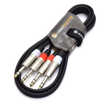 Load image into Gallery viewer, 2 x 6.35mm 1/4' Stereo TRS Jack Balanced Twin Lead / Signal Audio Patch Cable - 3 Colours