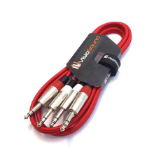 Load image into Gallery viewer, 2 x 6.35mm 1/4' Stereo TRS Jack Balanced Twin Lead / Signal Audio Patch Cable - 3 Colours