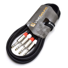 Load image into Gallery viewer, 2 x 6.35mm 1/4' Stereo TRS Jack Balanced Twin Lead / Signal Audio Patch Cable - 3 Colours