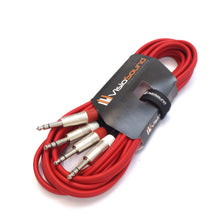 Load image into Gallery viewer, 2 x 6.35mm 1/4' Stereo TRS Jack Balanced Twin Lead / Signal Audio Patch Cable - 3 Colours