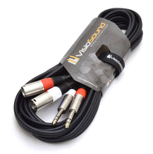 Load image into Gallery viewer, 2 x Male XLR to 2 x 6.35mm 1/4' Stereo TRS Jack Balanced Twin Lead / Patch Cable - 3 Colours
