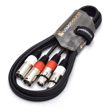 Load image into Gallery viewer, 2 x Male XLR to 2 x Female XLR Balanced Microphone Twin Lead / Audio Patch Cable - 3 Colours