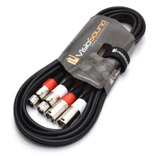 Load image into Gallery viewer, 2 x Male XLR to 2 x Female XLR Balanced Microphone Twin Lead / Audio Patch Cable - 3 Colours
