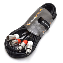 Load image into Gallery viewer, 2 x Male XLR to 2 x Female XLR Balanced Microphone Twin Lead / Audio Patch Cable - 3 Colours