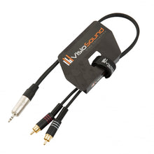 Load image into Gallery viewer, 3.5mm Stereo TRS Mini Jack to Twin 2 x RCA Gold Phono Lead / Aux MP3 Cable