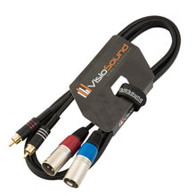 Load image into Gallery viewer, 2 x Male XLR to 2 x RCA Gold Phono Plug Twin Lead / Audio Signal Patch Cable