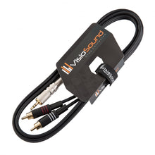 Load image into Gallery viewer, 3.5mm Stereo TRS Mini Jack to Twin 2 x RCA Gold Phono Lead / Aux MP3 Cable