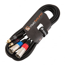 Load image into Gallery viewer, 2 x Male XLR to 2 x RCA Gold Phono Plug Twin Lead / Audio Signal Patch Cable