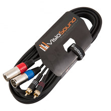 Load image into Gallery viewer, 2 x Male XLR to 2 x RCA Gold Phono Plug Twin Lead / Audio Signal Patch Cable