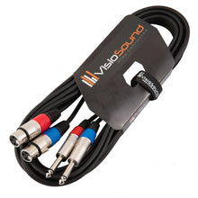 Load image into Gallery viewer, 2 x Female XLR to 2 x 6.35mm 1/4' Mono Jack Twin Lead / Audio Signal Patch Cable