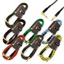 Load image into Gallery viewer, Premium Tweed Guitar Bass Lead / 6.35mm 1/4" Angled Jack / Braided Instrument Cable