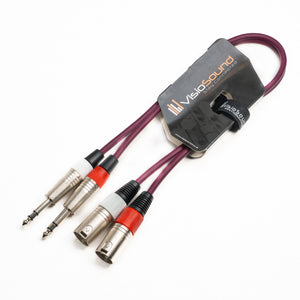2 x Male XLR to 2 x 6.35mm 1/4' Stereo TRS Jack Balanced Twin Lead / Patch Cable - 3 Colours