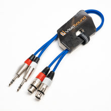 Load image into Gallery viewer, 2 x Female XLR to 2 x 6.35mm 1/4&#39; Stereo TRS Jack Balanced Twin Lead / Patch Cable - 3 Colours

