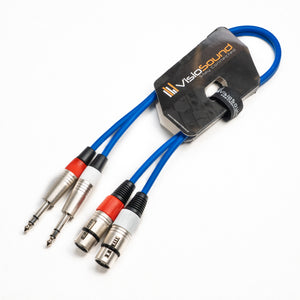 2 x Female XLR to 2 x 6.35mm 1/4' Stereo TRS Jack Balanced Twin Lead / Patch Cable - 3 Colours