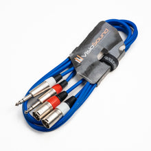 Load image into Gallery viewer, 2 x Male XLR to 2 x 6.35mm 1/4&#39; Stereo TRS Jack Balanced Twin Lead / Patch Cable - 3 Colours
