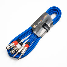 Load image into Gallery viewer, 2 x Male XLR to 2 x 6.35mm 1/4&#39; Stereo TRS Jack Balanced Twin Lead / Patch Cable - 3 Colours
