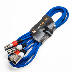 2 x Male XLR to 2 x Female XLR Balanced Microphone Twin Lead / Audio Patch Cable - 3 Colours