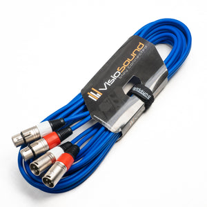 2 x Male XLR to 2 x Female XLR Balanced Microphone Twin Lead / Audio Patch Cable - 3 Colours
