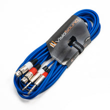 Load image into Gallery viewer, 2 x Male XLR to 2 x 6.35mm 1/4&#39; Stereo TRS Jack Balanced Twin Lead / Patch Cable - 3 Colours

