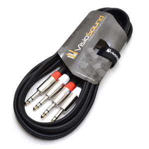 2 x 6.35mm 1/4' Stereo TRS Jack Balanced Twin Lead / Signal Audio Patch Cable - 3 Colours