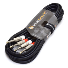 Load image into Gallery viewer, 2 x 6.35mm 1/4&#39; Stereo TRS Jack Balanced Twin Lead / Signal Audio Patch Cable - 3 Colours
