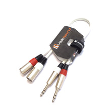 Load image into Gallery viewer, 2 x Male XLR to 2 x 6.35mm 1/4&#39; Stereo TRS Jack Balanced Twin Lead / Patch Cable - 3 Colours
