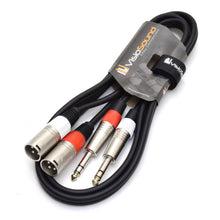 Load image into Gallery viewer, 2 x Male XLR to 2 x 6.35mm 1/4&#39; Stereo TRS Jack Balanced Twin Lead / Patch Cable - 3 Colours
