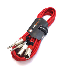 Load image into Gallery viewer, 2 x Male XLR to 2 x 6.35mm 1/4&#39; Stereo TRS Jack Balanced Twin Lead / Patch Cable - 3 Colours
