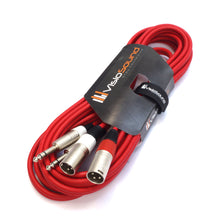 Load image into Gallery viewer, 2 x Male XLR to 2 x 6.35mm 1/4&#39; Stereo TRS Jack Balanced Twin Lead / Patch Cable - 3 Colours
