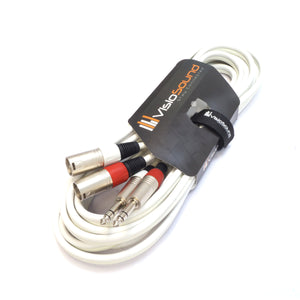 2 x Male XLR to 2 x 6.35mm 1/4' Stereo TRS Jack Balanced Twin Lead / Patch Cable - 3 Colours