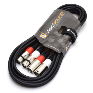 2 x Male XLR to 2 x Female XLR Balanced Microphone Twin Lead / Audio Patch Cable - 3 Colours