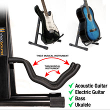 Load image into Gallery viewer, VisioSound Folding Guitar Stand Universal Portable Metal A-frame Floor Stand for Acoustic Classical Electric Bass Guitars
