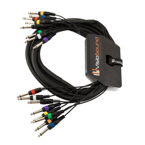 8-Way 3m 6.35mm 1/4" Mono Jack to Jack Unbalanced Loom / Patch Multicore Cable