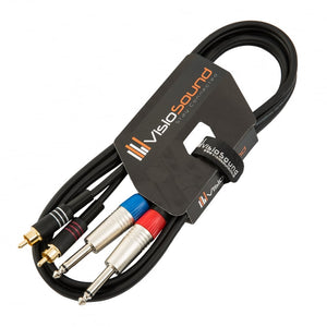 2 x 6.35mm 1/4' Mono Jack to 2 x RCA Phono Plug Twin Lead / Audio Signal Cable