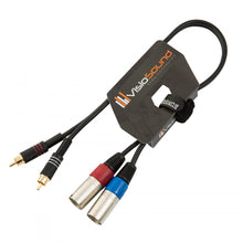 Load image into Gallery viewer, 2 x Male XLR to 2 x RCA Gold Phono Plug Twin Lead / Audio Signal Patch Cable

