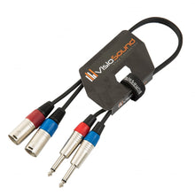 Load image into Gallery viewer, 2 x Male XLR to 2 x 6.35mm 1/4&#39; Mono Jack Twin Lead / Audio Signal Patch Cable
