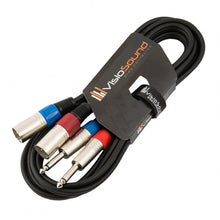 Load image into Gallery viewer, 2 x Male XLR to 2 x 6.35mm 1/4&#39; Mono Jack Twin Lead / Audio Signal Patch Cable
