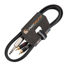 Load image into Gallery viewer, 6.35mm 1/4&#39; Stereo TRS Jack to Twin 2 x RCA Gold Phono Plug Lead / Insert Cable
