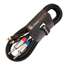 Load image into Gallery viewer, 2 x 6.35mm 1/4&#39; Mono Jack to 2 x RCA Phono Plug Twin Lead / Audio Signal Cable
