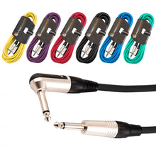 Load image into Gallery viewer, Guitar Lead 6.35mm 1/4&#39; Mono Jack to Angled Jack / Instrument Cable / 6 Colours
