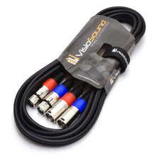 Load image into Gallery viewer, 2 x Male XLR to 2 x Female XLR Balanced Microphone Twin Lead / Audio Patch Cable - 3 Colours
