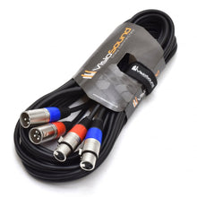Load image into Gallery viewer, 2 x Male XLR to 2 x Female XLR Balanced Microphone Twin Lead / Audio Patch Cable - 3 Colours
