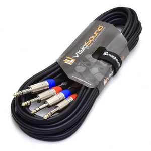 2 x 6.35mm 1/4' Stereo TRS Jack Balanced Twin Lead / Signal Audio Patch Cable - 3 Colours