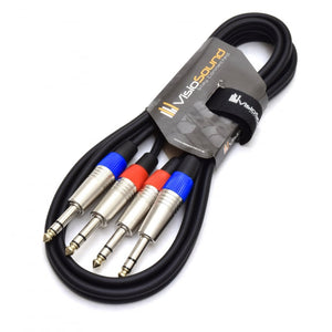 2 x 6.35mm 1/4' Stereo TRS Jack Balanced Twin Lead / Signal Audio Patch Cable - 3 Colours