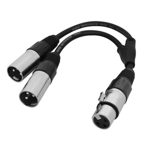 2 x Male XLR to 1 x Female XLR Microphone Splitter Lead / Combiner Mic Cable