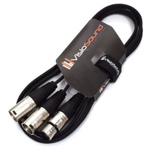 Load image into Gallery viewer, 2 x Male XLR to 1 x Female XLR Microphone Splitter Lead / Combiner Mic Cable
